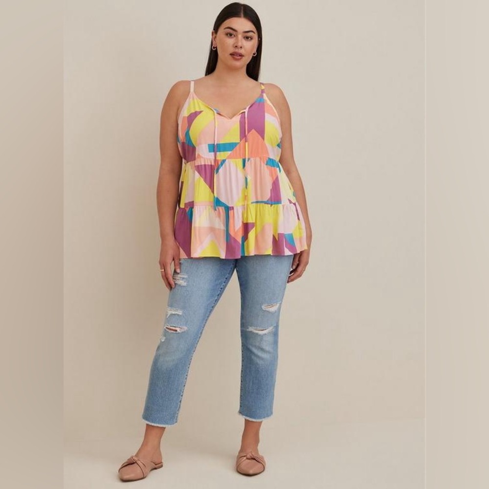 Torrid 2X 18-20 Cami Flowy Boho Top NWT Tank Sleeveless Yellow Plus